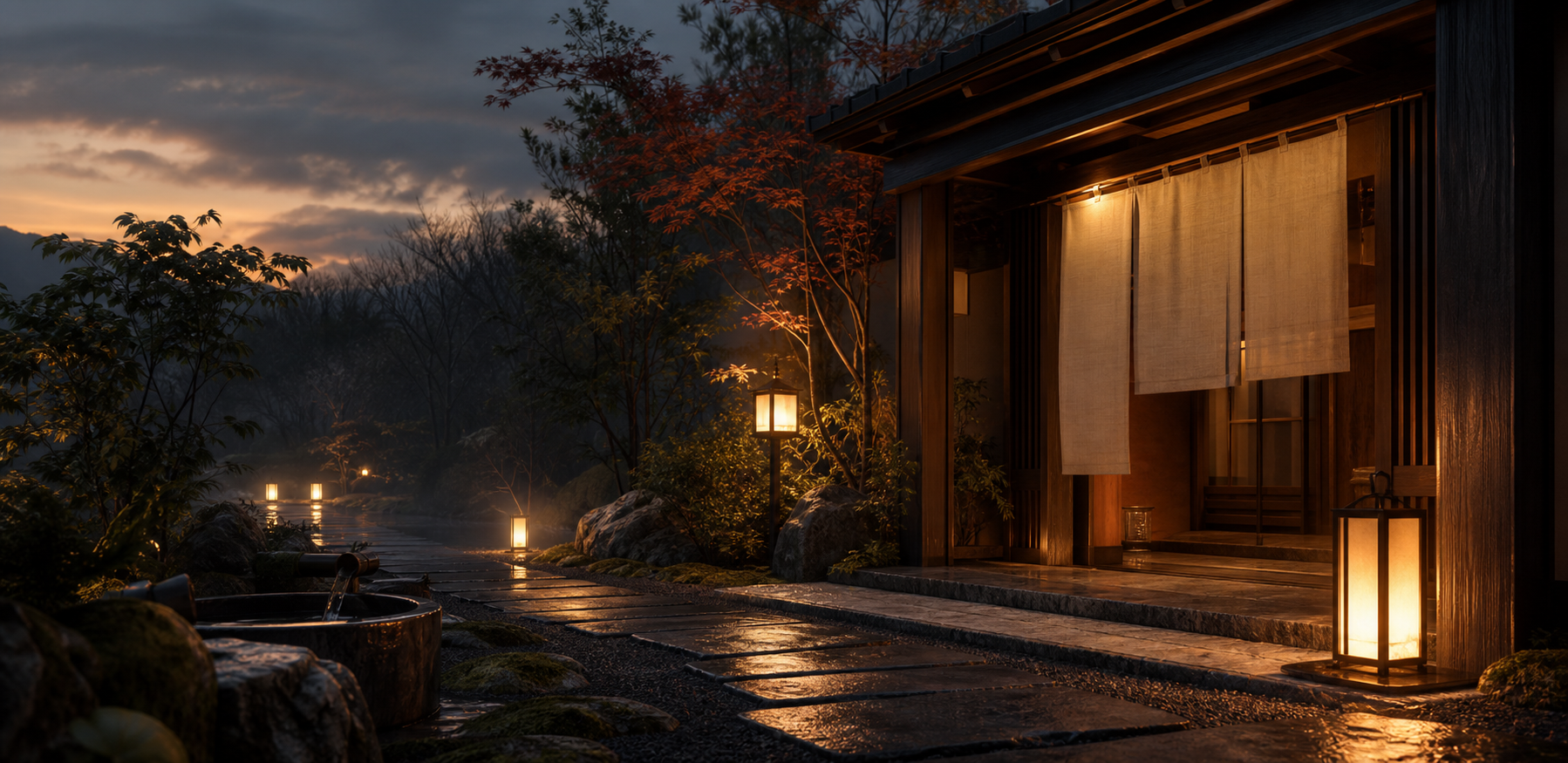 夕暮れの和の宿
